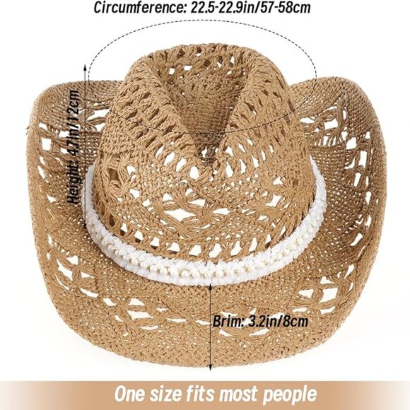 Western straw cowboy hat - Picture 4 of 6